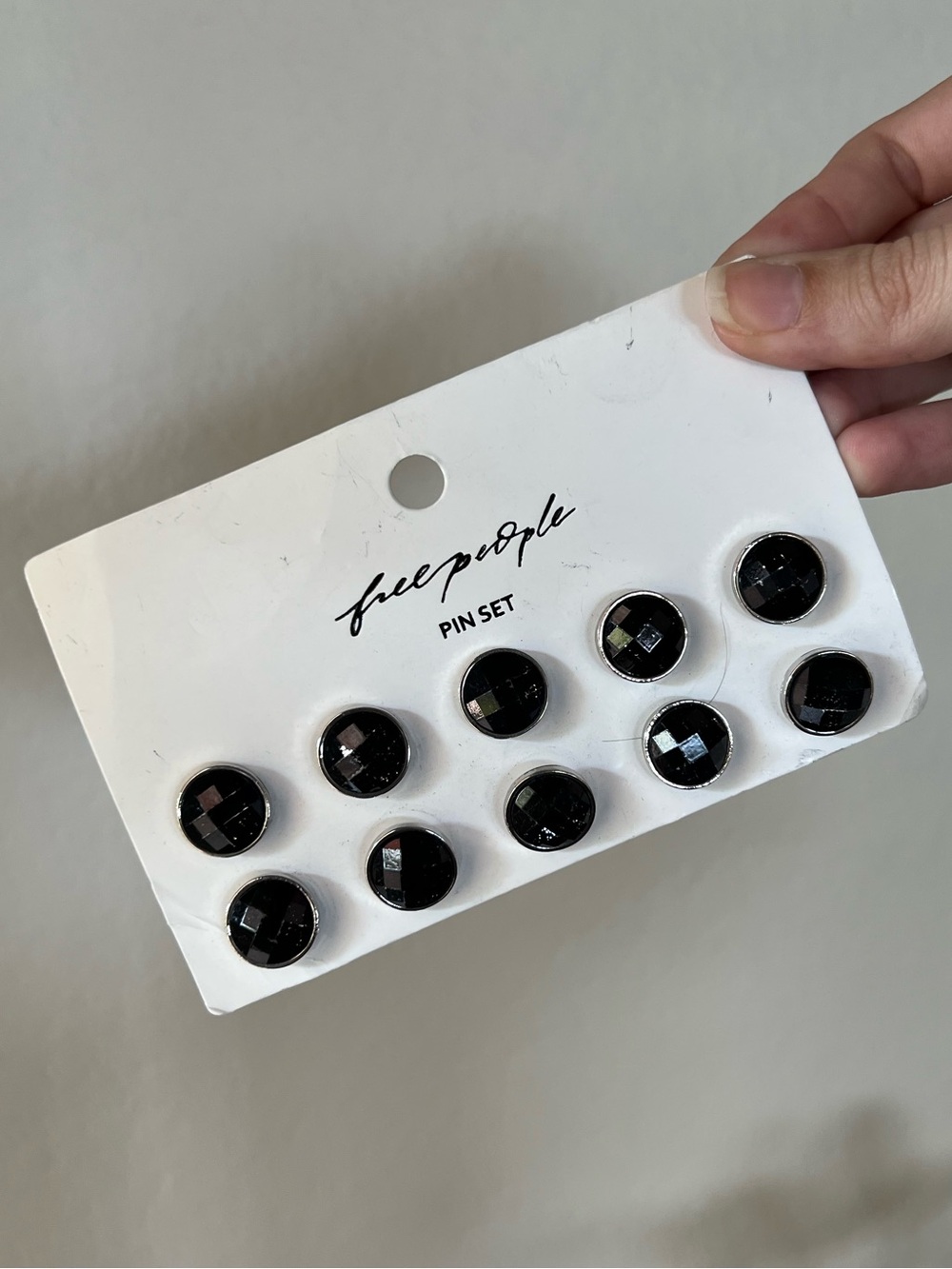 Brand New! Free People Black Faceted Pin Set - Round Accent Pins
